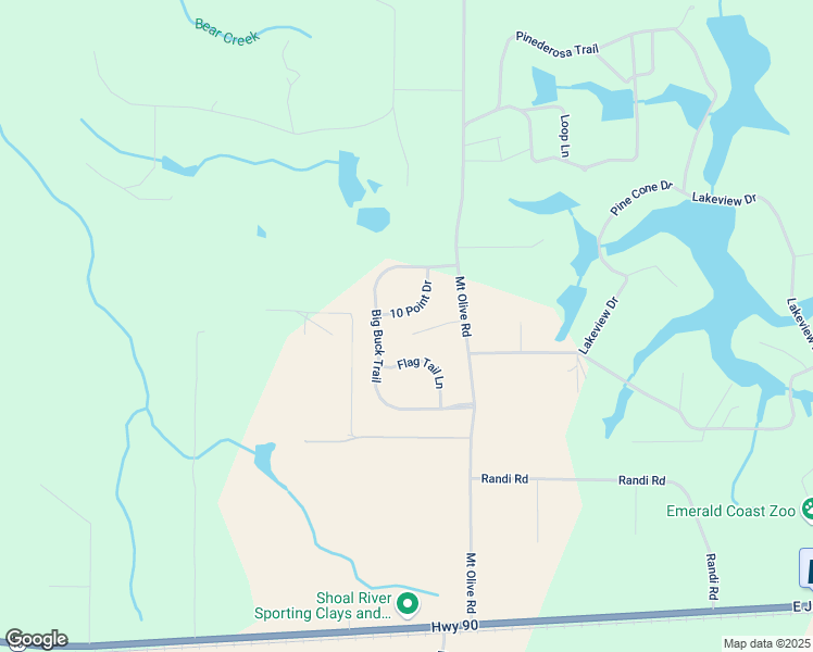 map of restaurants, bars, coffee shops, grocery stores, and more near 5301 10 Point Drive in Crestview