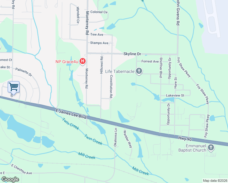 map of restaurants, bars, coffee shops, grocery stores, and more near 5329 Constitution Road in Crestview