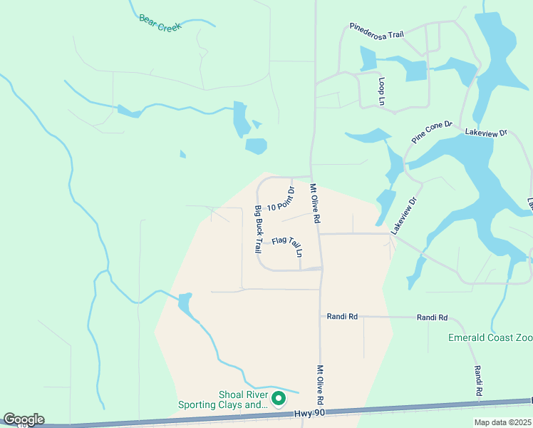 map of restaurants, bars, coffee shops, grocery stores, and more near 5301 10 Point Drive in Crestview
