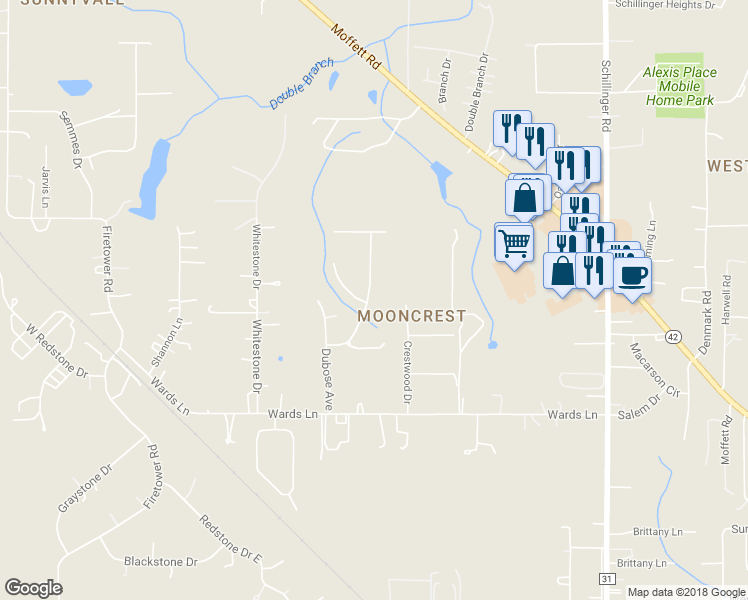 map of restaurants, bars, coffee shops, grocery stores, and more near 3350 Shenandoah Trail in Semmes