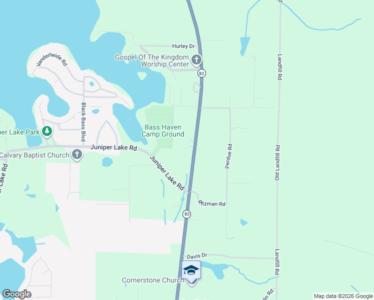 map of restaurants, bars, coffee shops, grocery stores, and more near 2725 Highway 83 in DeFuniak Springs