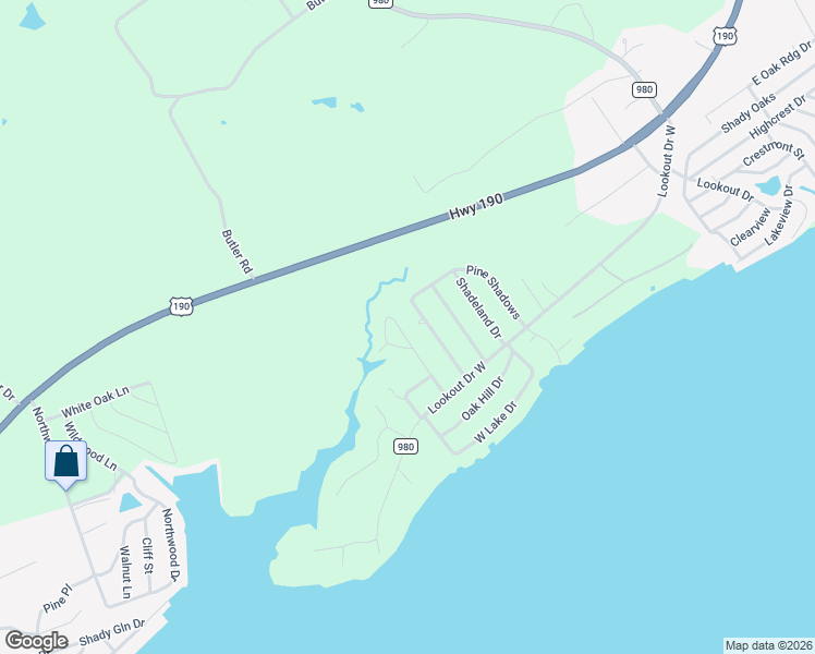 map of restaurants, bars, coffee shops, grocery stores, and more near 180 Whippoorwill Lane in Point Blank