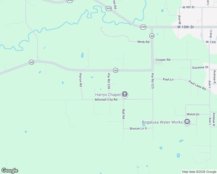 map of restaurants, bars, coffee shops, grocery stores, and more near 16476 Par Road 528 in Bogalusa