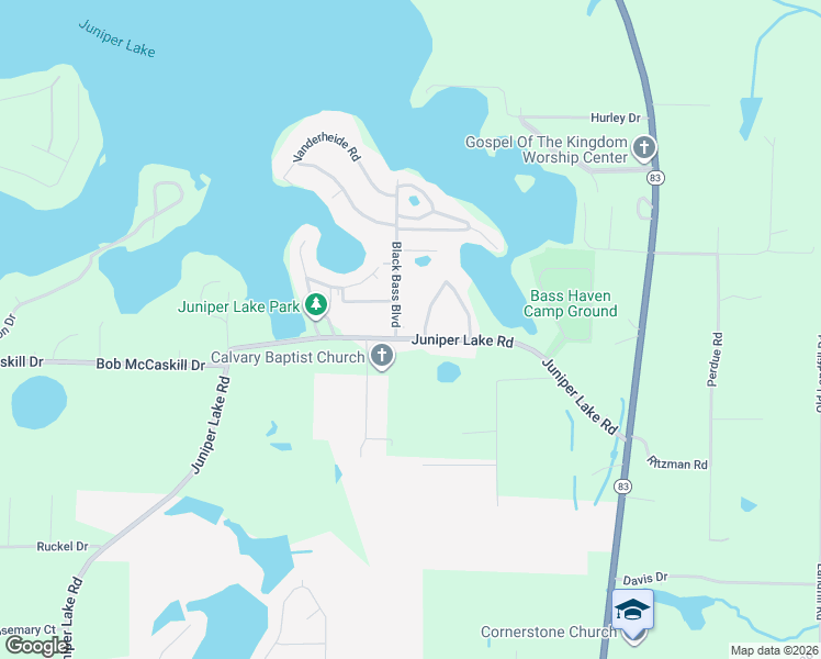 map of restaurants, bars, coffee shops, grocery stores, and more near 1809 Juniper Lake Road in DeFuniak Springs