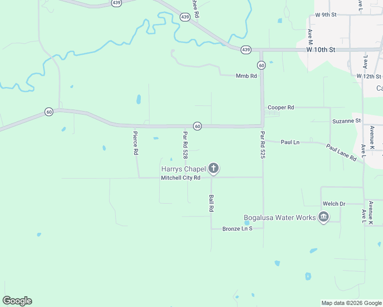 map of restaurants, bars, coffee shops, grocery stores, and more near 16476 Par Road 528 in Bogalusa