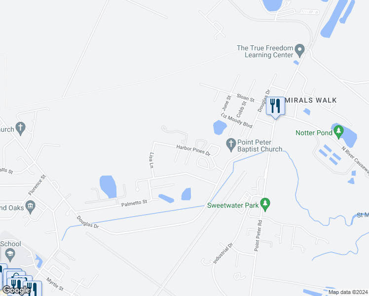 map of restaurants, bars, coffee shops, grocery stores, and more near 172 Lighthouse Reach in Saint Marys