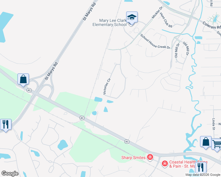 map of restaurants, bars, coffee shops, grocery stores, and more near 107 Bettingers Place in St. Marys