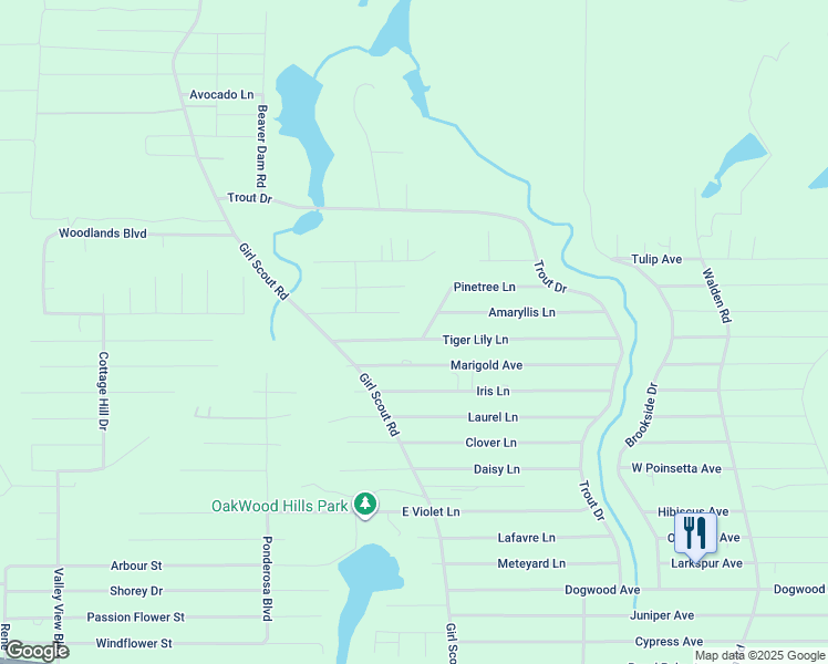 map of restaurants, bars, coffee shops, grocery stores, and more near 189 Tiger Lily Lane in DeFuniak Springs