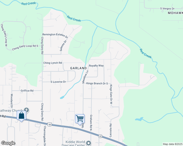 map of restaurants, bars, coffee shops, grocery stores, and more near 6747 Queens Court in Mobile