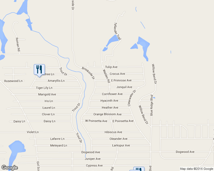 map of restaurants, bars, coffee shops, grocery stores, and more near 20 Jonquil Avenue in DeFuniak Springs