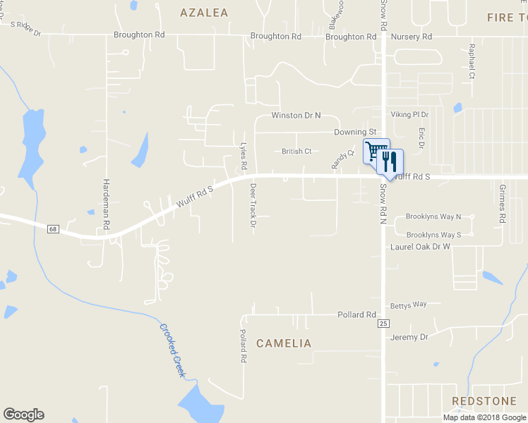 map of restaurants, bars, coffee shops, grocery stores, and more near 10200 Buck Court in Semmes