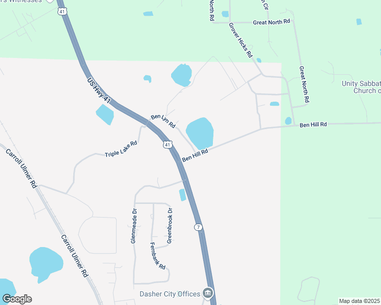 map of restaurants, bars, coffee shops, grocery stores, and more near 3712 Ben Lyn Road in Valdosta