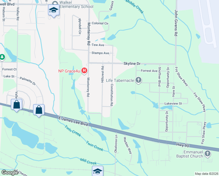 map of restaurants, bars, coffee shops, grocery stores, and more near 5351 Constitution Road in Crestview