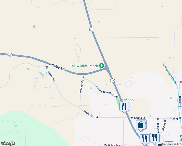 map of restaurants, bars, coffee shops, grocery stores, and more near U.S. Route 377 in Mason