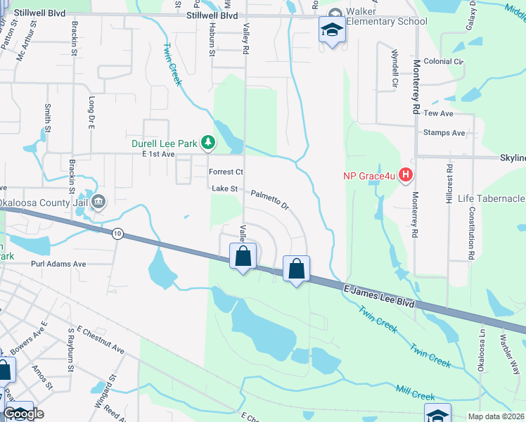 map of restaurants, bars, coffee shops, grocery stores, and more near 126 Sikes Drive in Crestview