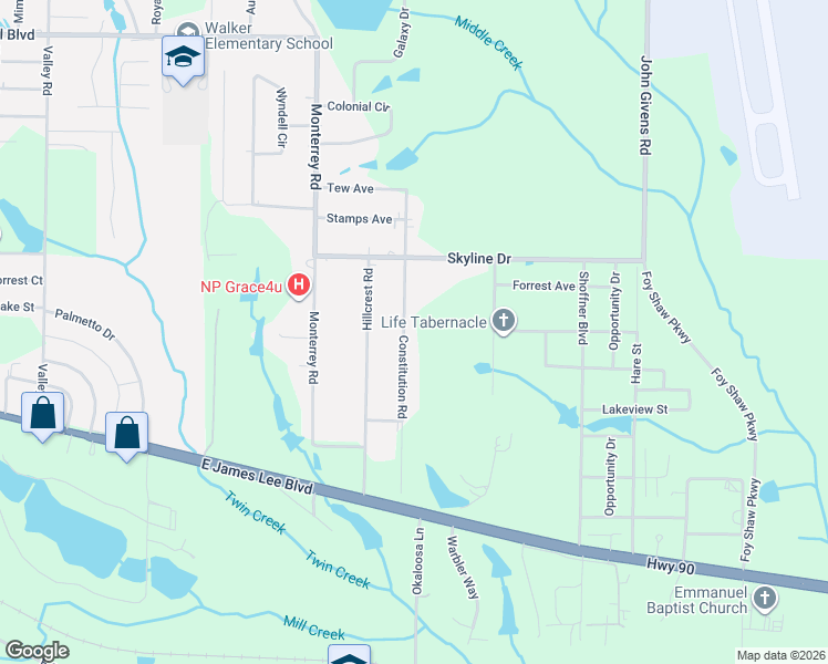 map of restaurants, bars, coffee shops, grocery stores, and more near 5371 Constitution Road in Crestview