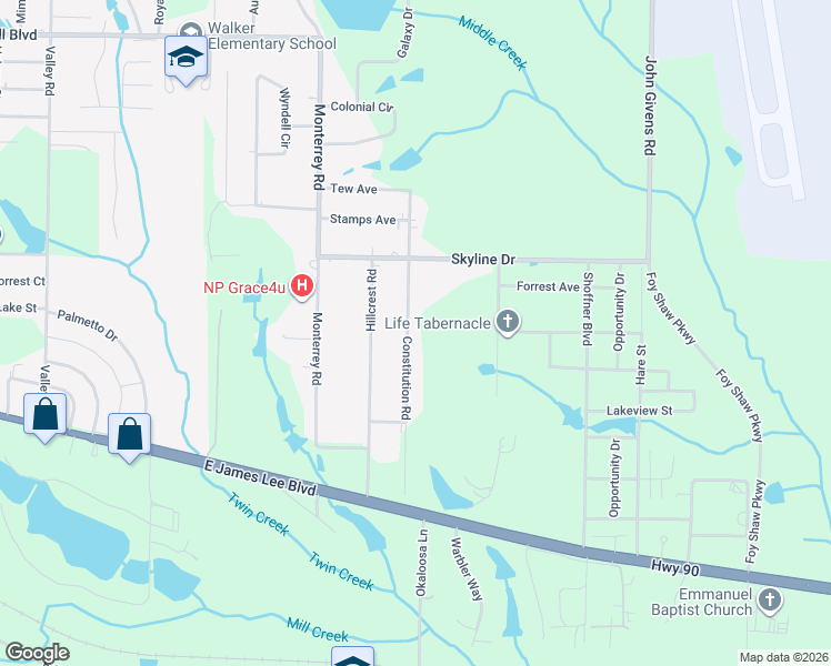 map of restaurants, bars, coffee shops, grocery stores, and more near 5371 Constitution Road in Crestview