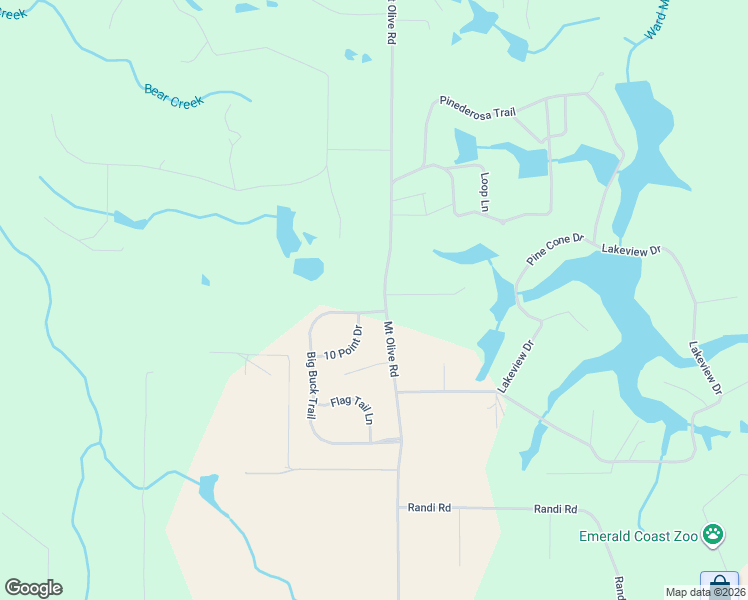 map of restaurants, bars, coffee shops, grocery stores, and more near 4180 Big Buck Trail in Crestview
