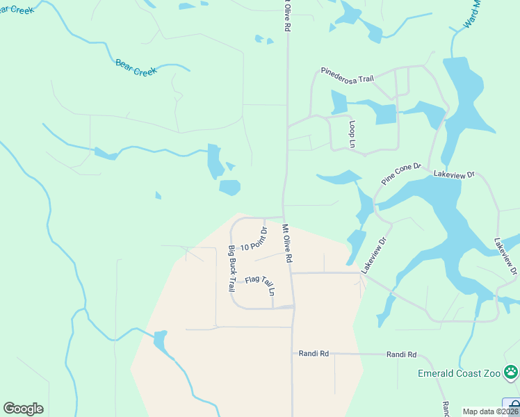 map of restaurants, bars, coffee shops, grocery stores, and more near 4180 Big Buck Trail in Crestview