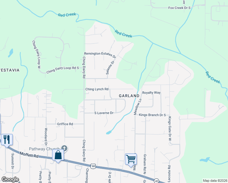 map of restaurants, bars, coffee shops, grocery stores, and more near 6925 Ching Lynch Road in Mobile
