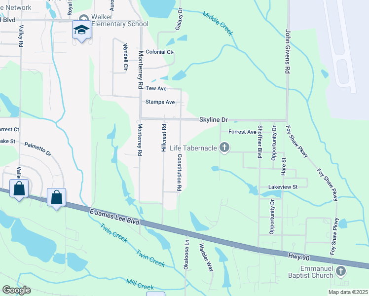 map of restaurants, bars, coffee shops, grocery stores, and more near 5371 Constitution Road in Crestview