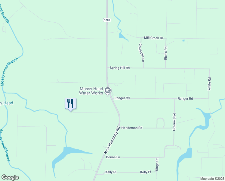 map of restaurants, bars, coffee shops, grocery stores, and more near 1494 County Highway 1087 in DeFuniak Springs