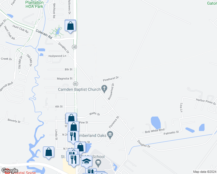 map of restaurants, bars, coffee shops, grocery stores, and more near 42 Pinehurst Drive in Saint Marys