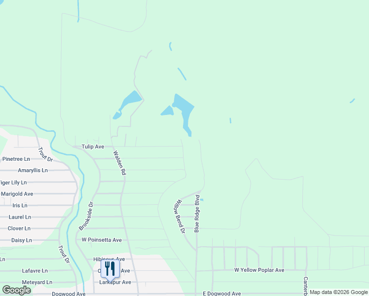 map of restaurants, bars, coffee shops, grocery stores, and more near 256 Tulip Avenue in DeFuniak Springs