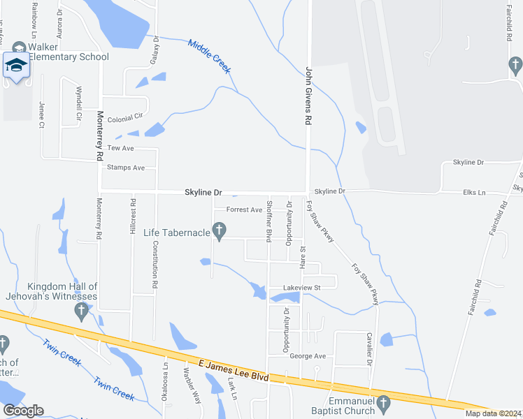 map of restaurants, bars, coffee shops, grocery stores, and more near 3171 Forrest Avenue in Crestview