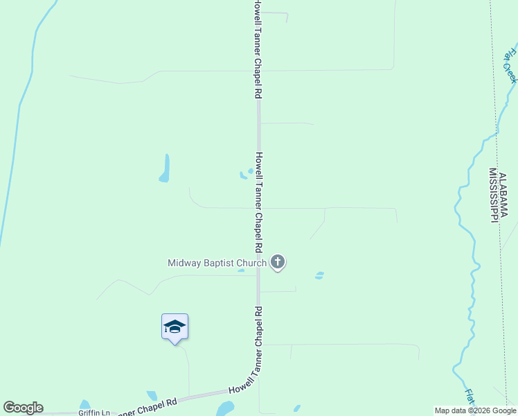 map of restaurants, bars, coffee shops, grocery stores, and more near Howell Tanner Chapel Road in George County