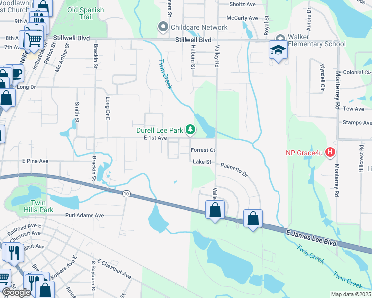 map of restaurants, bars, coffee shops, grocery stores, and more near 118 Lake Street in Crestview