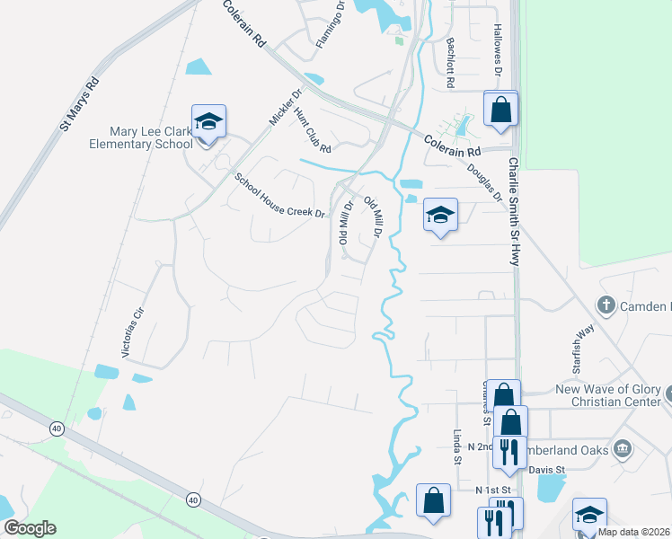 map of restaurants, bars, coffee shops, grocery stores, and more near 108 Rose Dew Court in St. Marys