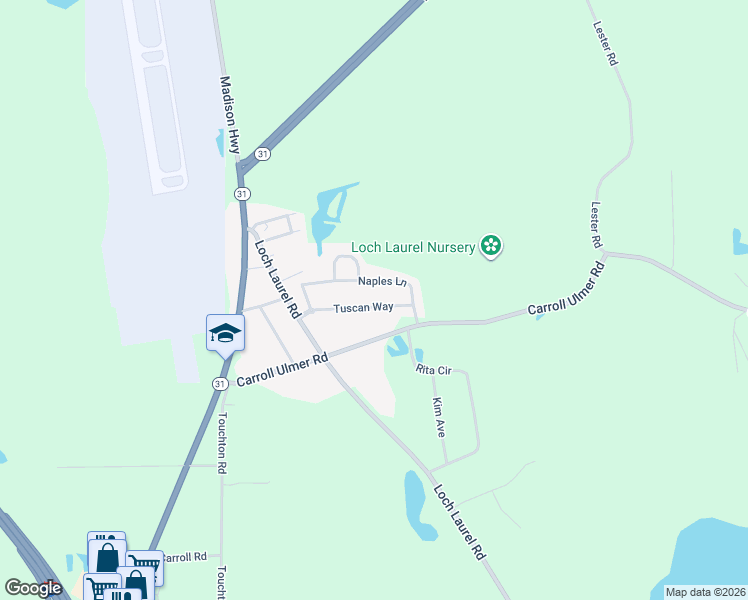 map of restaurants, bars, coffee shops, grocery stores, and more near 2561 Tuscan Way in Valdosta