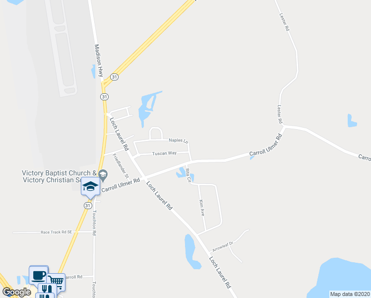 map of restaurants, bars, coffee shops, grocery stores, and more near 2644 Naples Lane in Valdosta