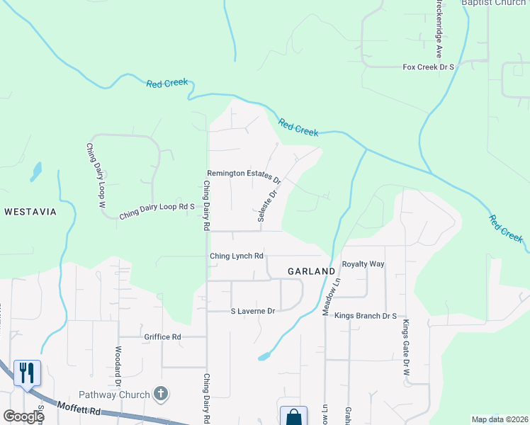 map of restaurants, bars, coffee shops, grocery stores, and more near 3642 Seleste Drive in Mobile