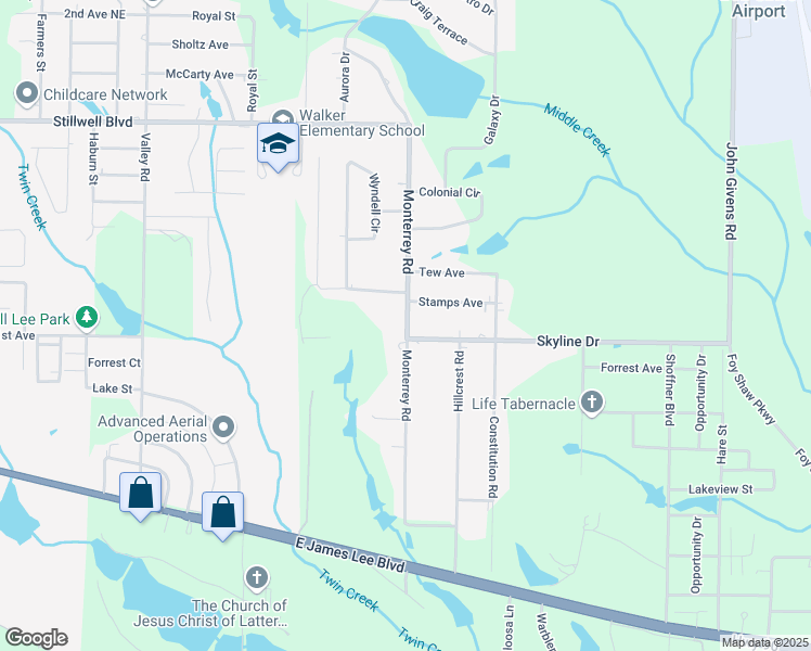 map of restaurants, bars, coffee shops, grocery stores, and more near 5410 Monterrey Road in Crestview