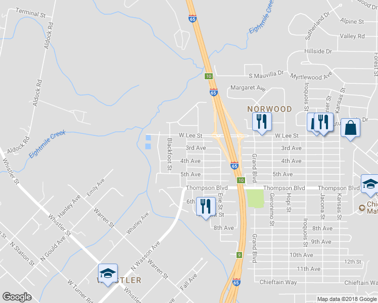 map of restaurants, bars, coffee shops, grocery stores, and more near 515 3rd Avenue in Chickasaw