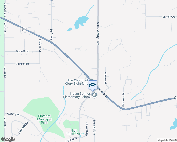 map of restaurants, bars, coffee shops, grocery stores, and more near 3825 Graham Lane in Prichard