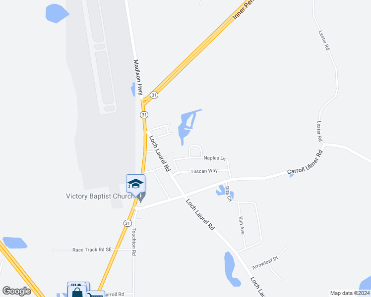 map of restaurants, bars, coffee shops, grocery stores, and more near 2583 Catalina Court in Valdosta