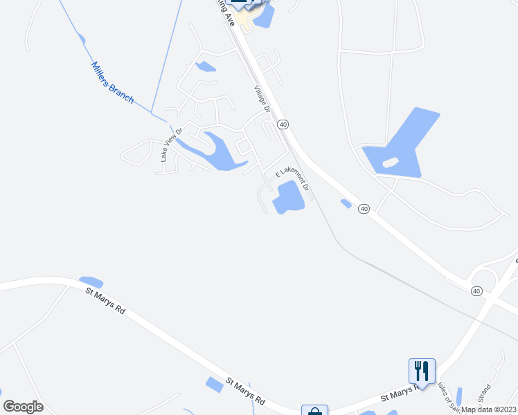 map of restaurants, bars, coffee shops, grocery stores, and more near 237 West Lakemont Drive in Kingsland