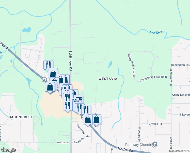map of restaurants, bars, coffee shops, grocery stores, and more near 3650 Denmark Road in Mobile