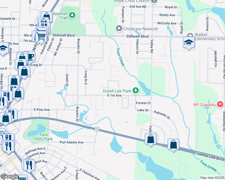 map of restaurants, bars, coffee shops, grocery stores, and more near 151 June Court in Crestview