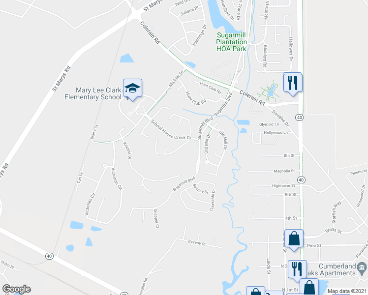 map of restaurants, bars, coffee shops, grocery stores, and more near 53 Natures Bounty Trail in St. Marys
