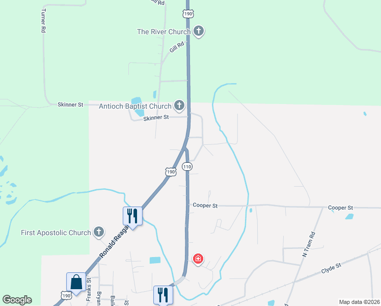 map of restaurants, bars, coffee shops, grocery stores, and more near 273-299 Highway 110 in Merryville