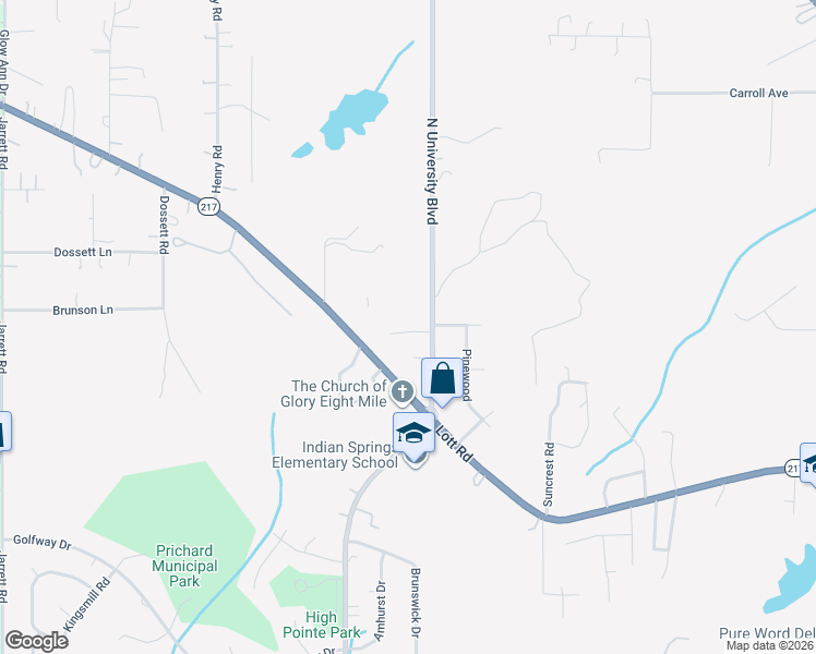 map of restaurants, bars, coffee shops, grocery stores, and more near 3825 Graham Lane in Prichard