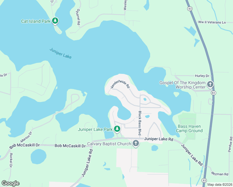 map of restaurants, bars, coffee shops, grocery stores, and more near 229 Vanderheide Road in DeFuniak Springs