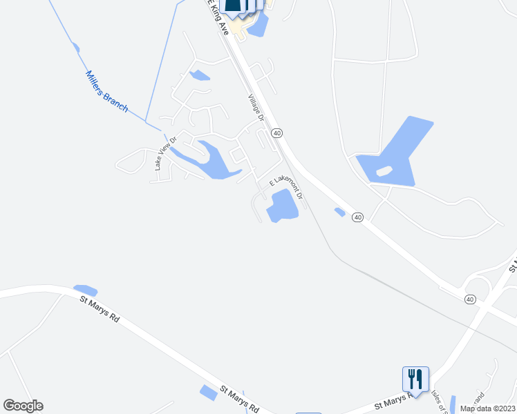 map of restaurants, bars, coffee shops, grocery stores, and more near 230 West Lakemont Drive in Kingsland