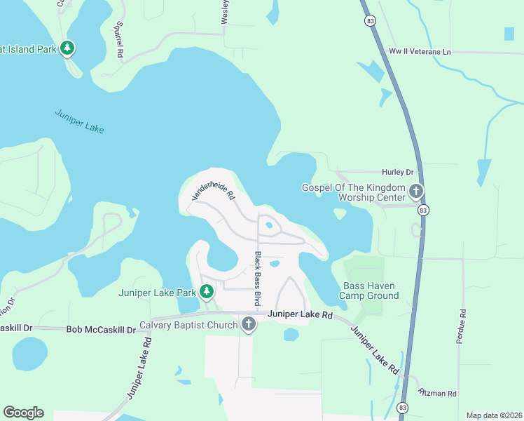 map of restaurants, bars, coffee shops, grocery stores, and more near 363 Black Bass Boulevard in DeFuniak Springs