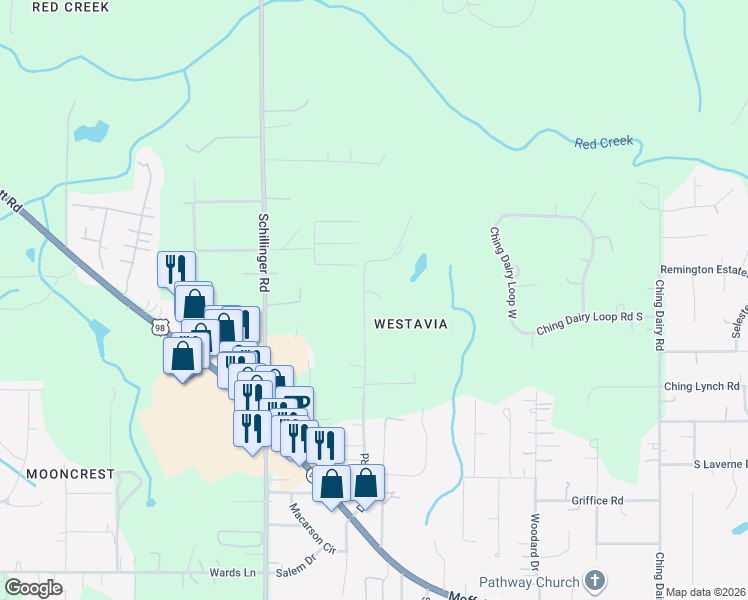 map of restaurants, bars, coffee shops, grocery stores, and more near 3650 Denmark Road in Mobile