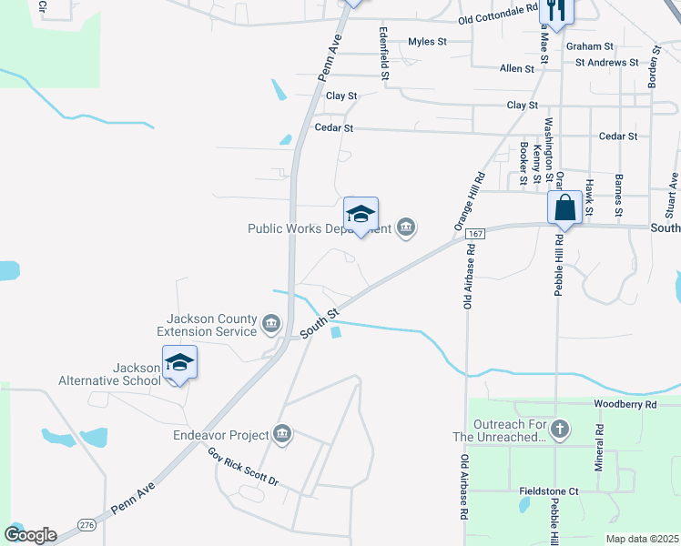 map of restaurants, bars, coffee shops, grocery stores, and more near 4144 South Street in Marianna